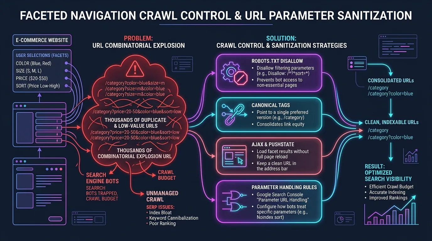 Faceted Navigation Combinatorial Crawl Budget Trap Diagram