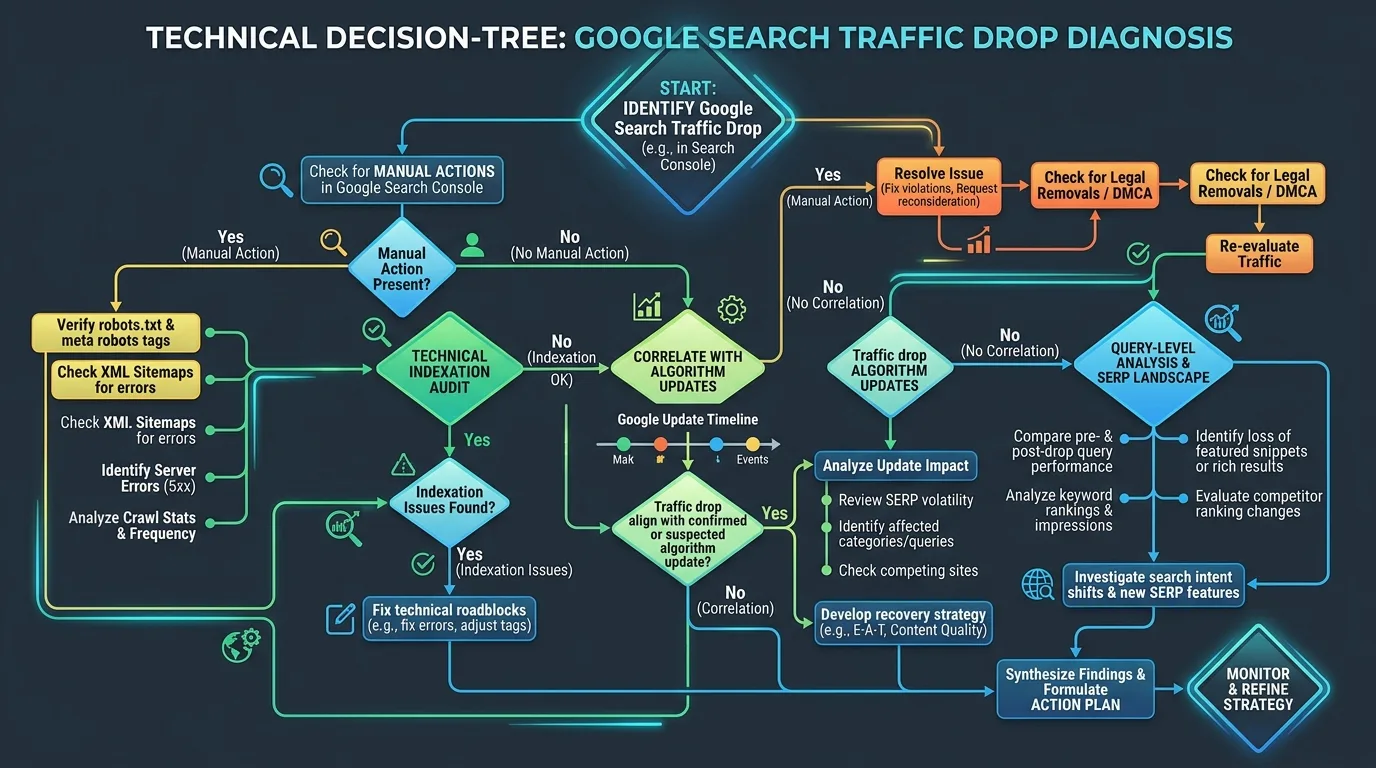 Google Algorithm Update Forensic Diagnostic Decision Tree
