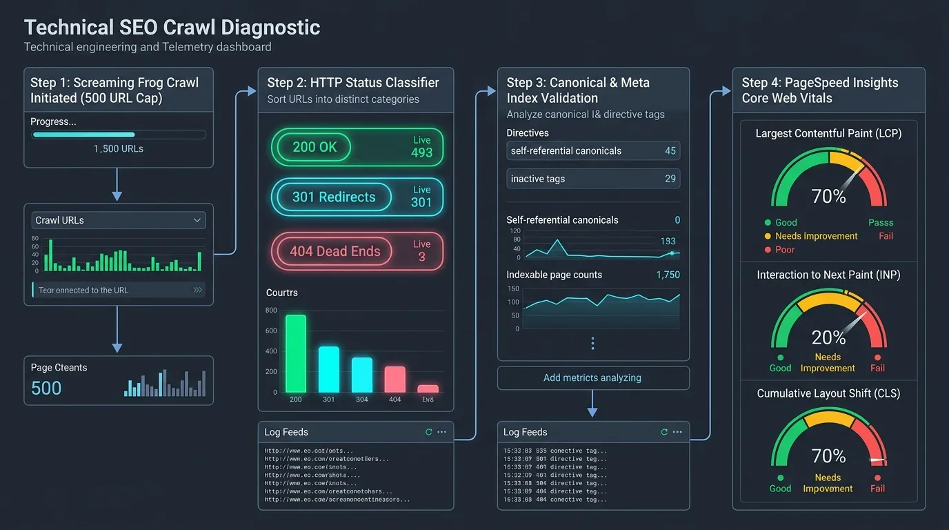 Technical SEO Crawl Diagnostic and Speed Audit Pipeline